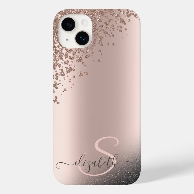 Kalla svarta glitterdiamanter Roséguld Monogram (Baksida)