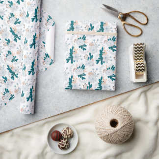 Kalla vinter skogs blommor presentpapper