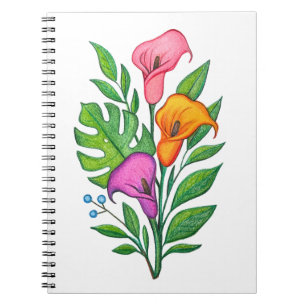 Kallaliljor Blommritning Färgpenna Anteckningsbok