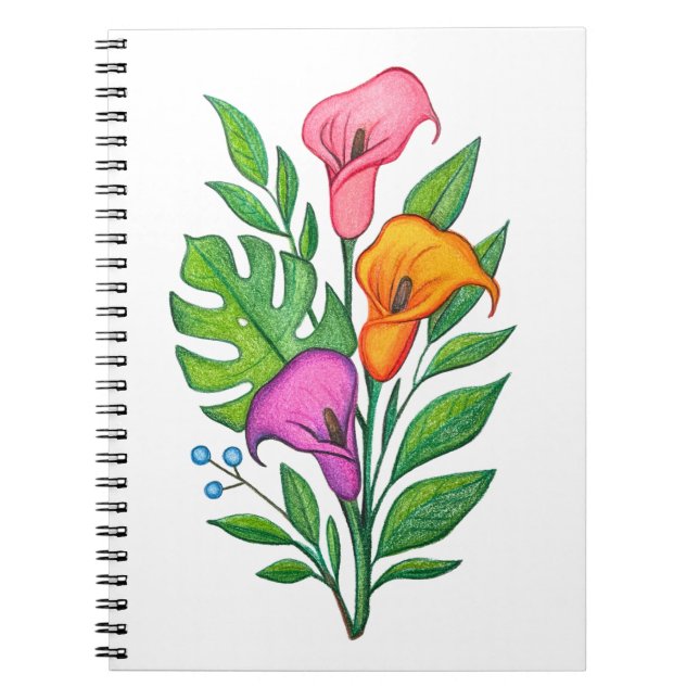 Kallaliljor Blommritning Färgpenna Anteckningsbok (Framsidan)