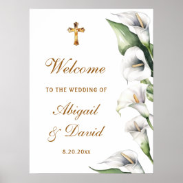 Kallaliljor religiös välkomsthälsning för bröllop poster