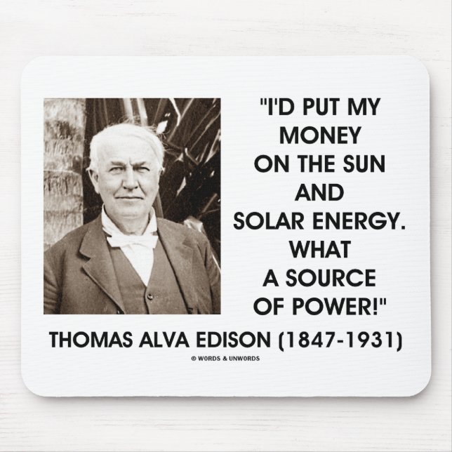 Källan för energi för den Thomas Edison solen Musmatta (Framsidan)