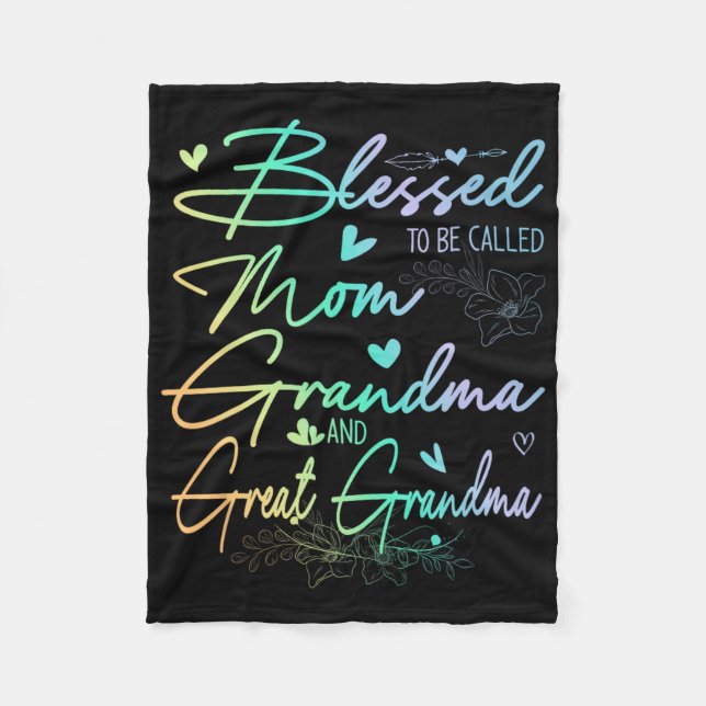 Kallas Mamma farmor och Underbar farmBlommigt Fleecefilt (Framsidan)