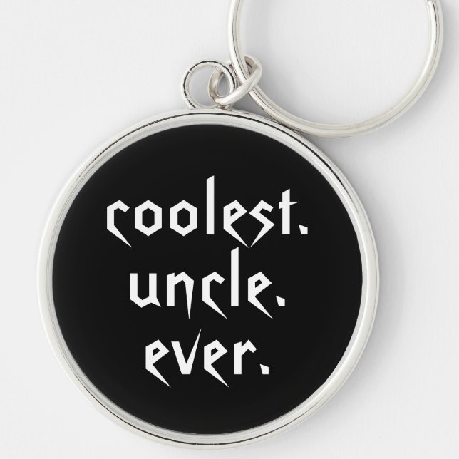 Kallast Uncle Någonsin Keychain i svart Rund Silverfärgad Nyckelring (Framsidan)