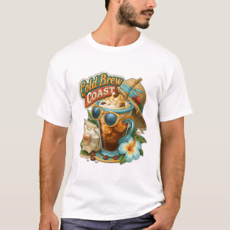 Kallbryggd kust strand iskaffe t shirt