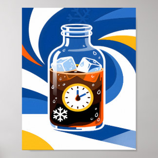 Kallbryggt kaffetid koncept modernt blått poster