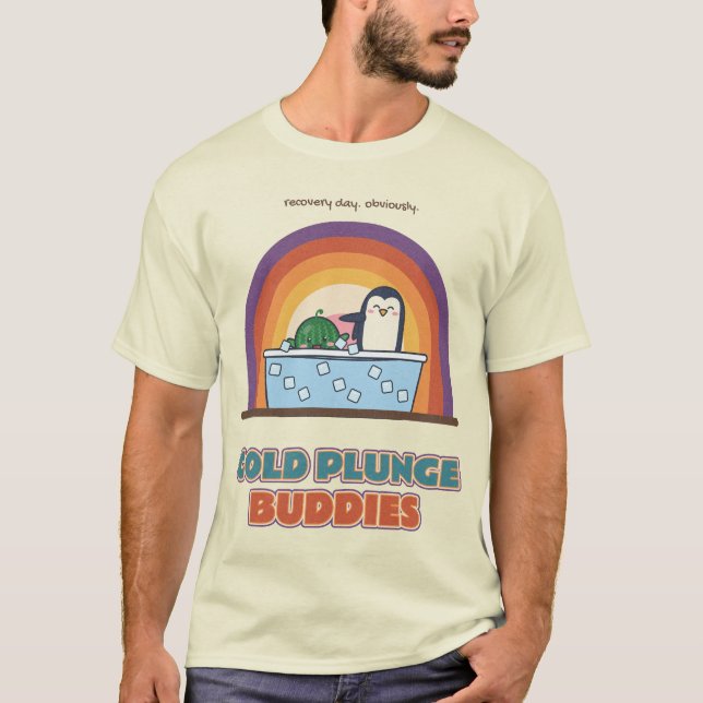 Kalldoppningskompisar Pingvin Vattenmelon T Shirt (Framsida)