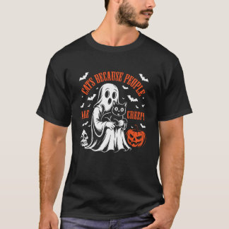 Kalle Halloween-spökdräkt, katter för att människo T Shirt