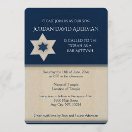 Kalle till fjällblå och brunt Pub Mitzvah Inbjudningar