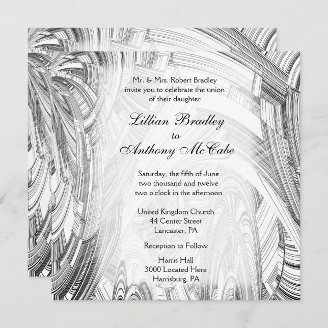 Kallelse till Calamity Black and White Wedding Inbjudningar (Fram/baksida)