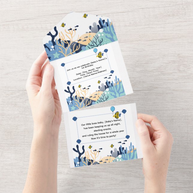 Kallelse till firande av Cute Ocean första födelse (Avrivbar del)