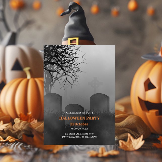 Kallelse till grav Halloween fest" Julkort (Skapare uppladdad)