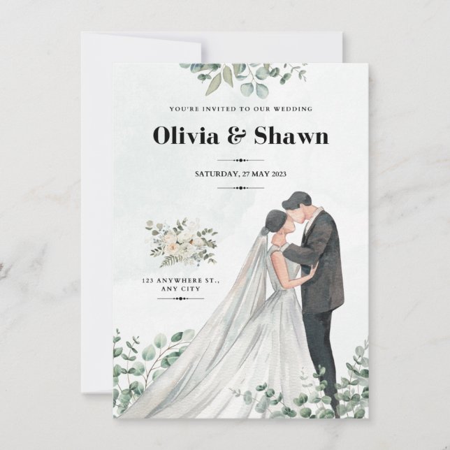 Kallelse till kallelse till borgmästarbröllop inbjudningar (Framsida)