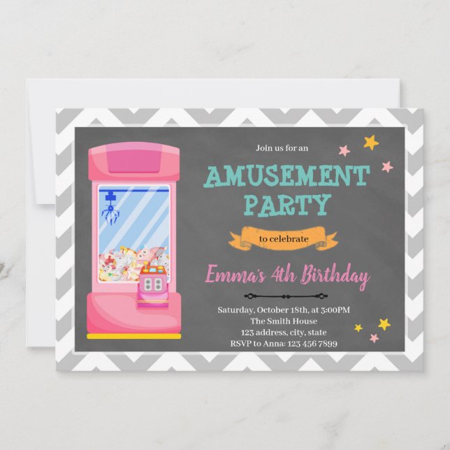 Kallelse till nöjesparkeringsparken för flickor tack kort (Framsida)