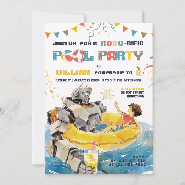 Kallelse till vänner Bassäng Party på födelsedagen Inbjudningar (Framsida)