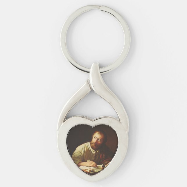 Kallelsen av aposteln Matteus Twisted Heart Silverfärgad Nyckelring (Framsidan)