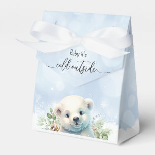 Kallet Bear med vinter-Polar utanför Blue Baby Sho Presentaskar