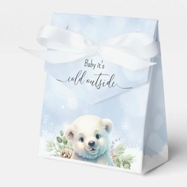 Kallet Bear med vinter-Polar utanför Blue Baby Sho Presentaskar (Framsidan Sidan)