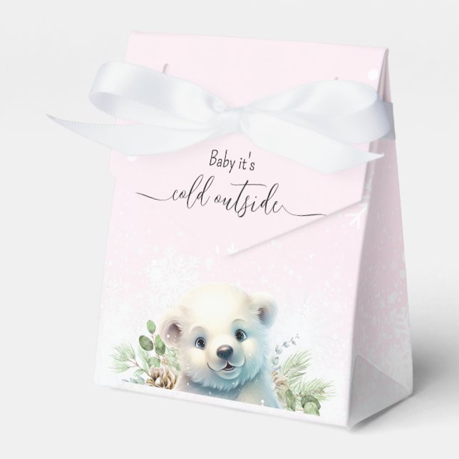 Kallet Bear-Polar utanför Rosa Babykläder Presentaskar (Framsidan Sidan)
