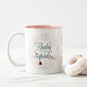Kallet Cute Rosa Baby utanför jul Två-Tonad Mugg