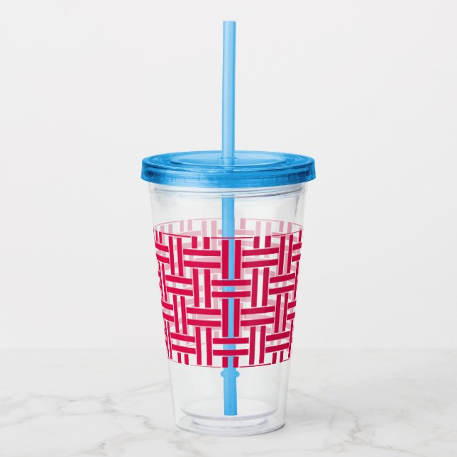 Kallet Red Weave drar Tumbler med straw Take Away Mugg (Framsida)