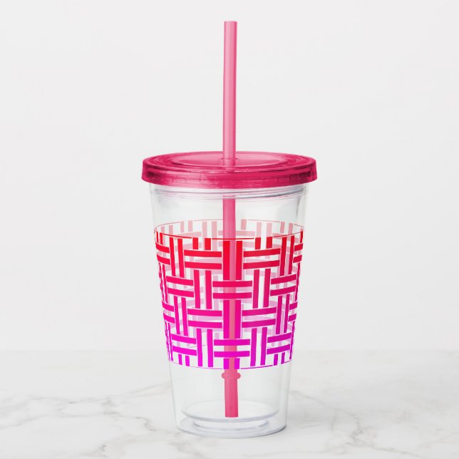 Kallet rosa Weave drar Tumbler med rå linje Take Away Mugg (Framsida)