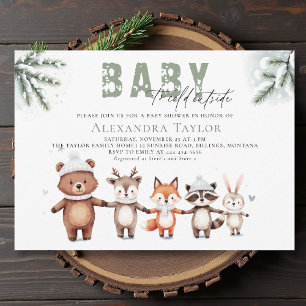 Kallet Skogsdjur utanför Winter Baby Shower Inbjudningar