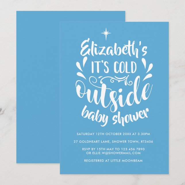 Kallet utanför babyskaren/skrynklingen inbjudningar (Fram/baksida)