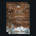 Kallet utanför Rustic Wood Winter Baby Shower Inbjudningar<br><div class="desc">Kallet utanför Rustic Wood Winter Baby Shower</div>