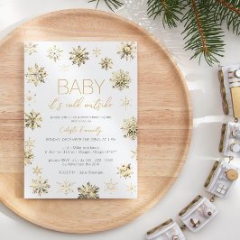 Kallet utanför skugga vid jul Guld Baby Inbjudningar