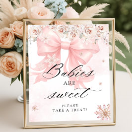 Kallet utanför Vintervintern Rosa Bow Spädbarn är Poster