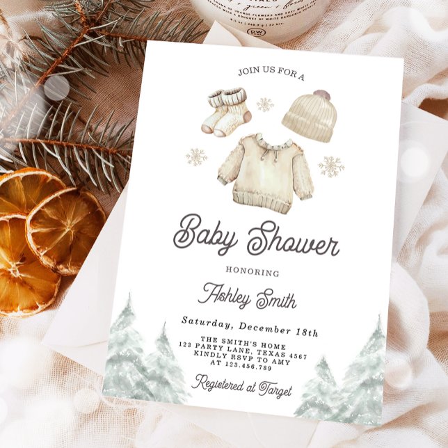 Kallet Winter Baby Shower Inbjudan utanför jul (Skapare uppladdad)