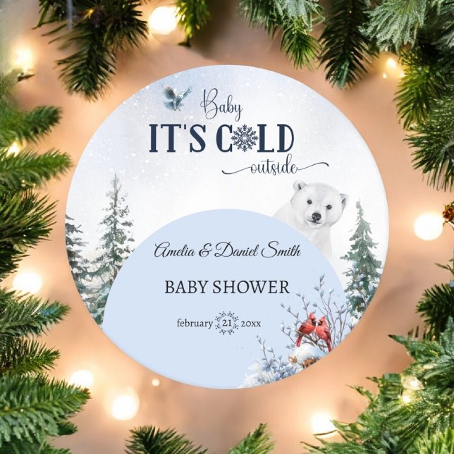 Kallet Winter Snowflake Baby utanför Bear Uggla Underlägg Papper Rund (Skapare uppladdad)
