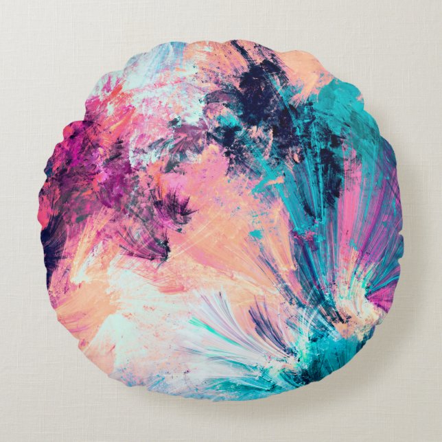 Kallets multifärgad, vacker futuristiska mönster.  rund kudde (Framsidan)