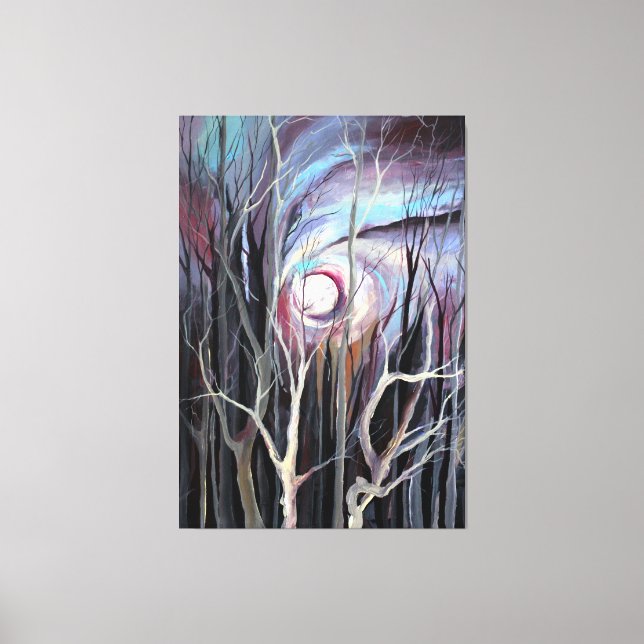 Kallets vinternatt med full månmålning canvastryck (Framsida)