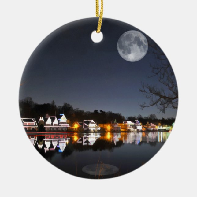 Kallets vinternatt på Boathouse Row Julgransprydnad Keramik (Framsidan)