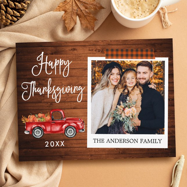 Kalligrafband Thanksgiving Lastbil Vykort (Customize to change your personalized text size or text style.)