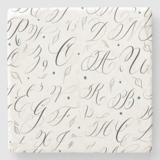 Kalligrafera Alfabet och blommor Underlägg