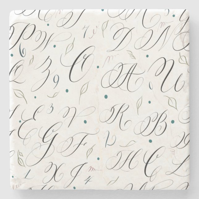 Kalligrafera Alfabet och blommor Underlägg (Framsidan)