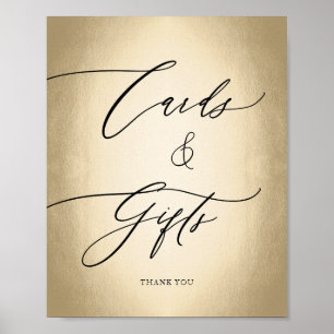 Kalligrafera Guld-kort och Bröllop-tecken för Poster