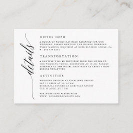 Kalligraferingskort för detaljer i Bröllop i skrip Tilläggskort