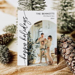 Kalligraffotot av Glad helg Arch-skript Julkort