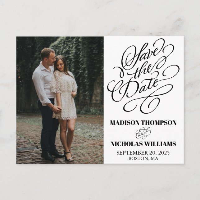 Kalligraffotot sparar vykort för datum (Framsida)