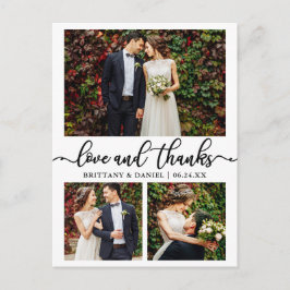 Kalligrafi 3 Foto Bröllop Collage Tack Vykort