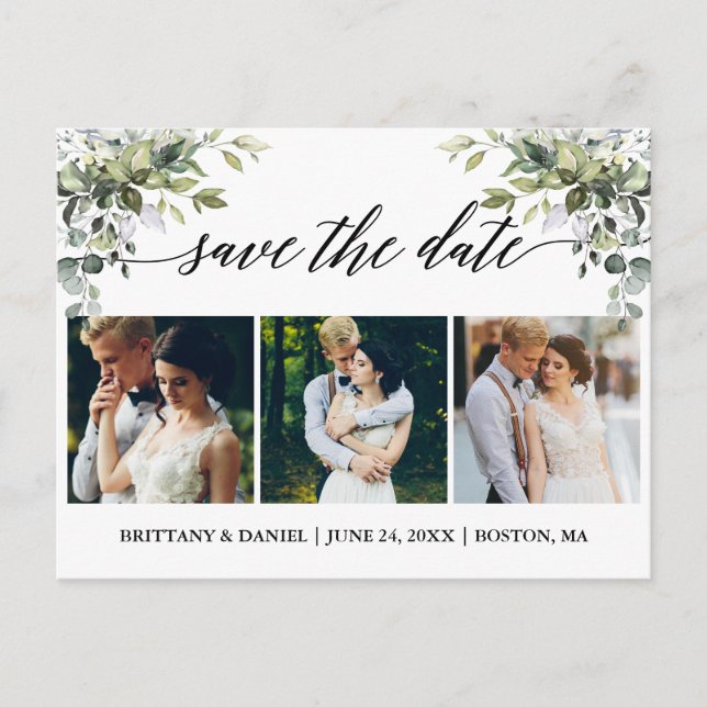 Kalligrafi 3 fotoeneri Spara datum Vykort (Framsida)