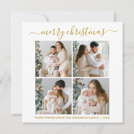 Kalligrafi 4 Foto God jul Guld Square Julkort