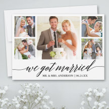 Kalligrafi 5 Photo Bröllop annons Card