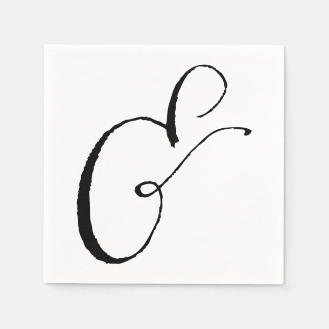 Kalligrafi Ampersand Napkin, Black and White and W Pappersservett (Framsidan)