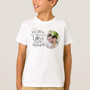 Kalligrafi Anpassad Foto Födelsedag För Brorson T Shirt
