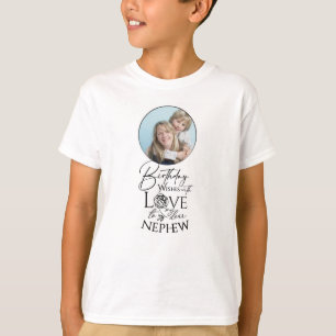 Kalligrafi Anpassad Foto Födelsedag För Brorson T Shirt